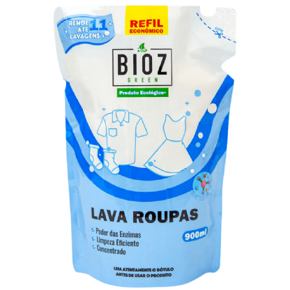 Sachê Refil Lava Roupas 900ml - Bioz Green