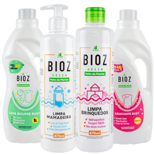 Kit Bebê 1 - Lava Roupas Baby 1L + Amaciante Baby 900ml + Limpa Mamadeira + Limpa Brinquedos 470ml
